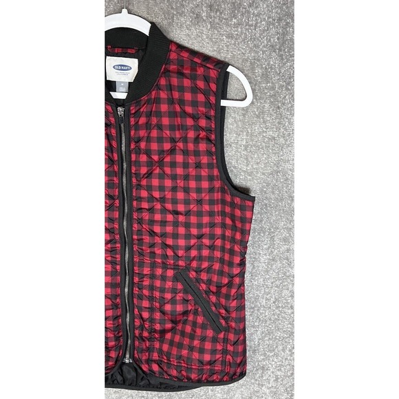 Old Navy Ribbed Collar Quilted Buffalo Plaid Zip Up Vest Womens Size Medium - Picture 6 of 11